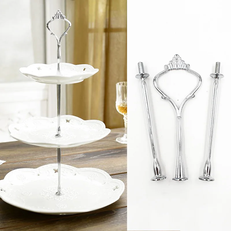 

Cake Stand Plate Bracket Stand New 2 Tier Cake Plate Stand Cupcake Fittings Silver Golden Wedding Party (Plate Not Included)