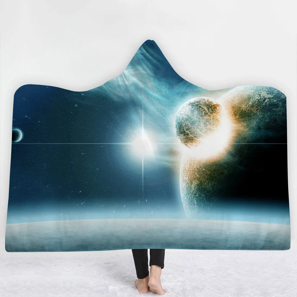 Одеяло с капюшоном Cosmic Galaxy, утепленный плащ из микрофибры, волшебная Сиеста, семейная одежда, одеяло для детей, Прямая поставка
