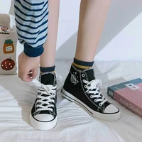 2021 high top canvas shoes retro hong kong flavor all match womens shoes korean style graffiti lace up canvas shoes