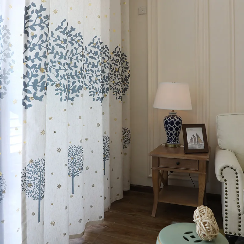 Американский кантри занавес снежные деревья узор для гостиной льняная