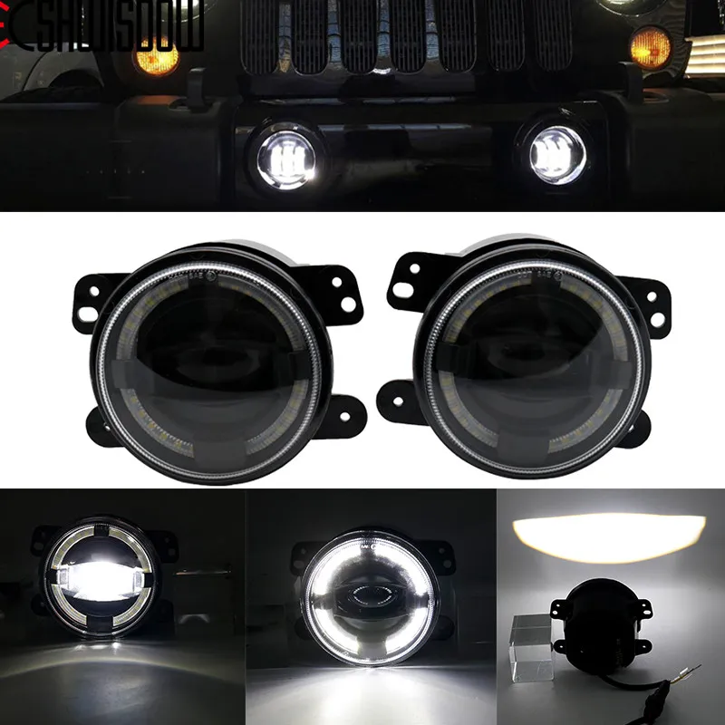 1 пара 4 дюйма круглые светодиодные противотуманные фары 30 Вт 6000 К Белый Halo Кольцо