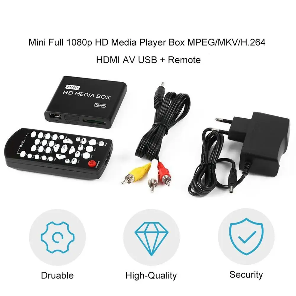 Мини медиаплеер 1080P Mini HDD медиа-бокс ТВ-бокс видео мультимедийный плеер Full HD с SD MMC