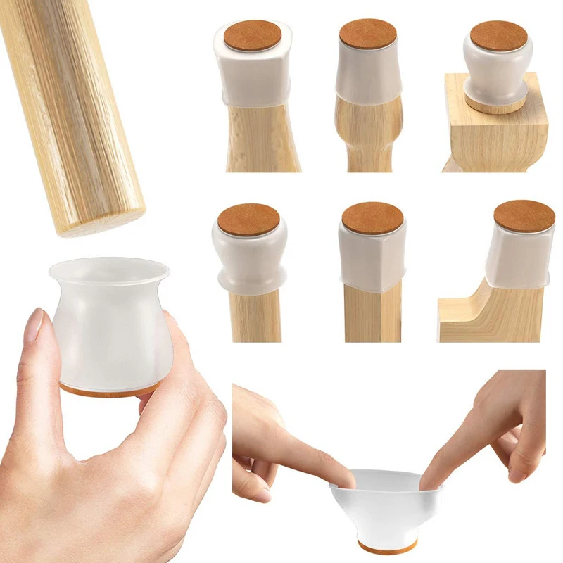 

4/16pc PVC Furniture Leg Protection Cover Table Feet Pad Floor Protector For Chair Leg Floor Protection Anti-slip Table Leg Tool