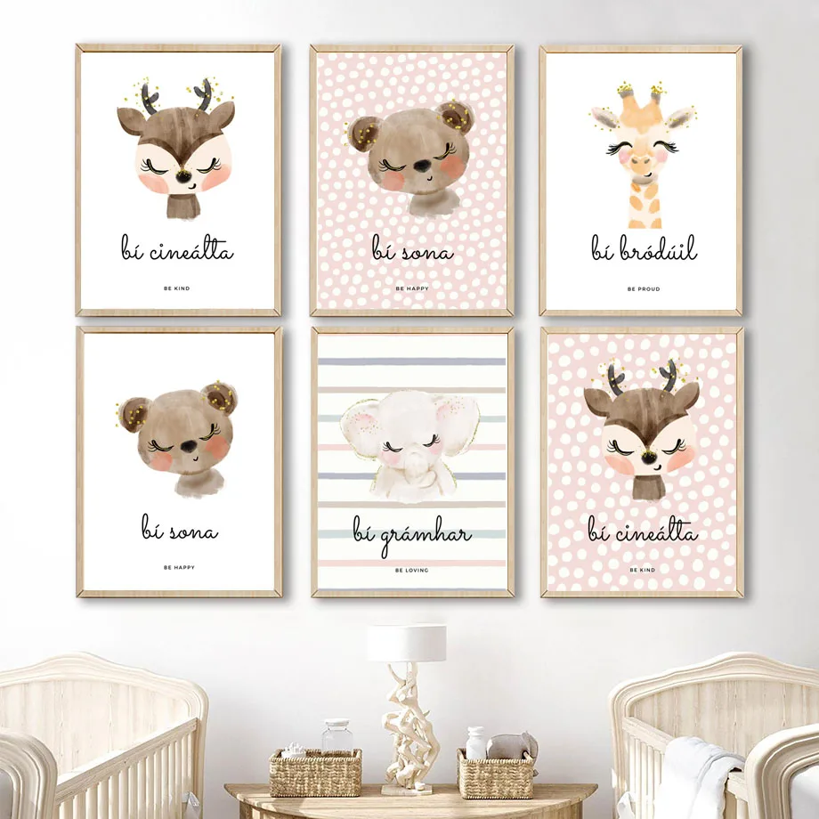 

Cartoon Giraffe Elephant Bear Deer Nursery Wall Art Canvas Painting Nordic Posters And Prints Wall Pictures Baby Kids Room Decor