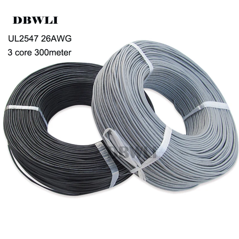 2547 26AWG 3 ядра 300 м 984фт экранированный провод UL 2,1 канал аудио кабель сигнала экранированный провод для усилителя, черный серый