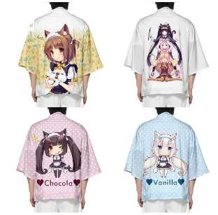 

Cute NEKOPARA 3D Printed Japanese Kimono Haori Yukata Unisex Fashion Summer Casual Cool Harajuku Short Sleeve Streetwear