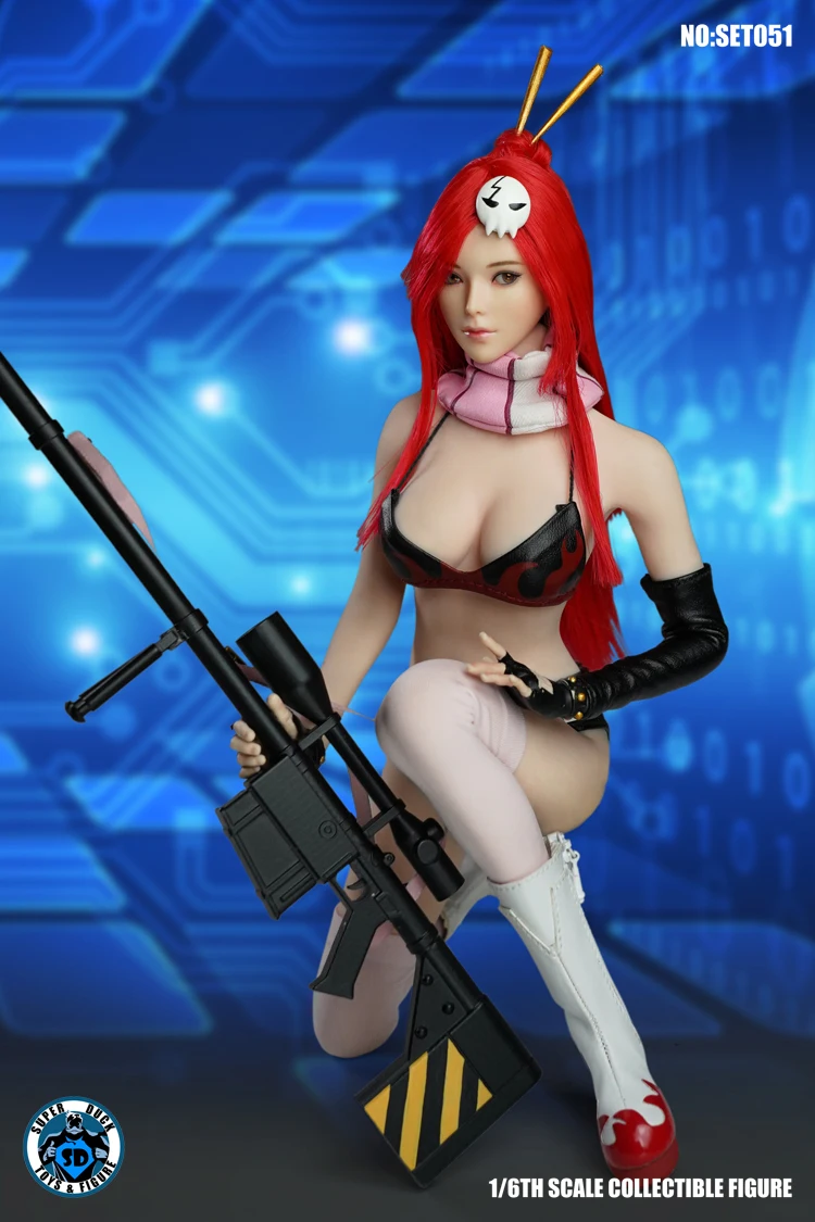 

SUPER DUCK 1/6 SET051 Female Clothes With Head Sexy Sniper Figure Accessory Fit 12" Action Figure Bodys