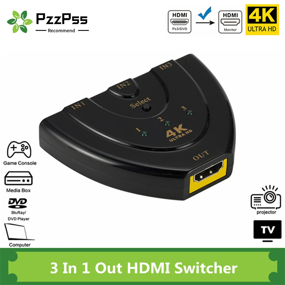 

HDMI-переключатель PzzPss, 3 порта, 4K * 2K, 1080P