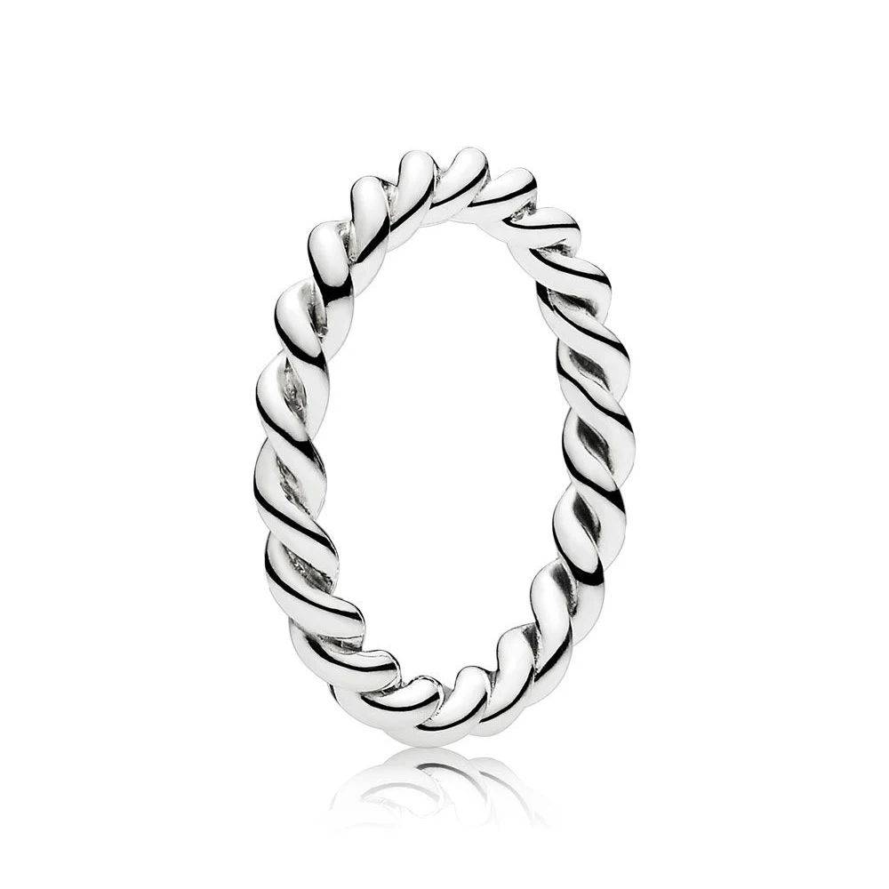 Подлинное 925 пробы Серебряное Оригинальное переплетенное твист кольцо Европы