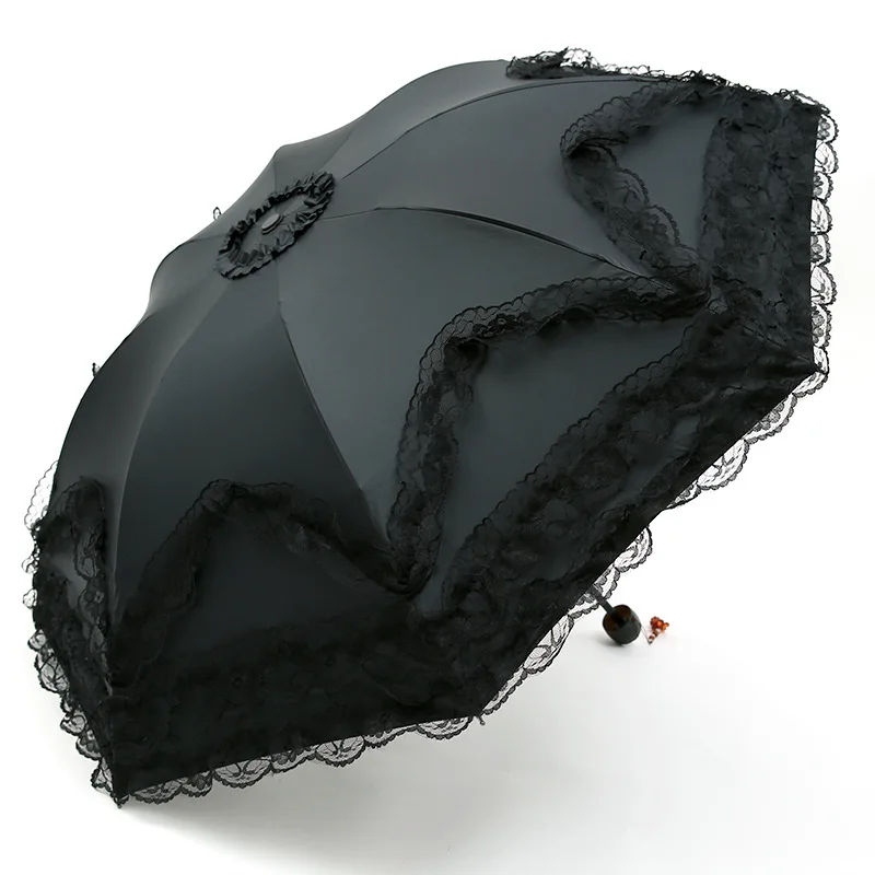 

Fashion lace princess umbrella sunny and rain dual-use sun umbrella sun protection UV protection three folding umbrella strong