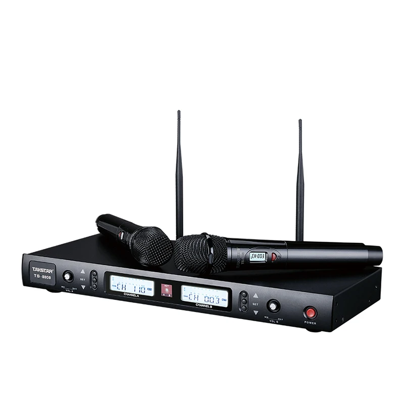 TAKSTAR Профессиональный UHF беспроводной микрофон с 2 ручными двухканальными микрофоном для караоке Домашние развлечения класс TS-8808