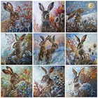 Полноразмернаякруглая 5D алмазная живопись, животные, кролик, алмазная вышивка, Набор для вышивки крестиком, картины стразы, зимний домашний декор