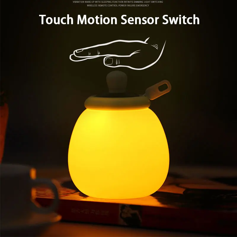 

USB Touch Switch LED Children Night Lamp Silicone Baby Sleeping Bedside Lamp for Bedroom Decor Kids Wake up Desk Light Toys