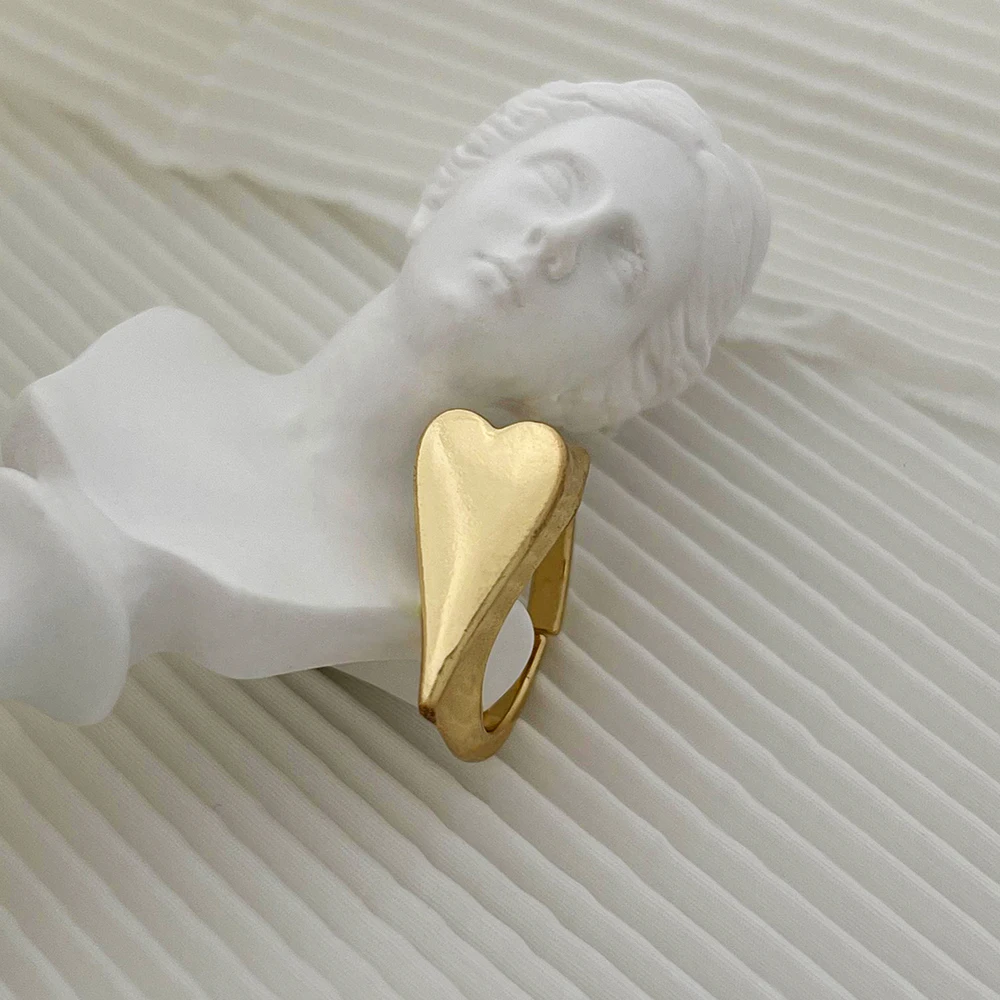 Monlansher Массивное геометрическое кольцо в форме сердца золотого и серебряного