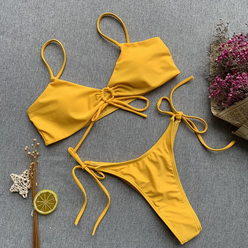 Сексуальный женский раздельный купальник Simplee с большим вырезом и эффектом пуш