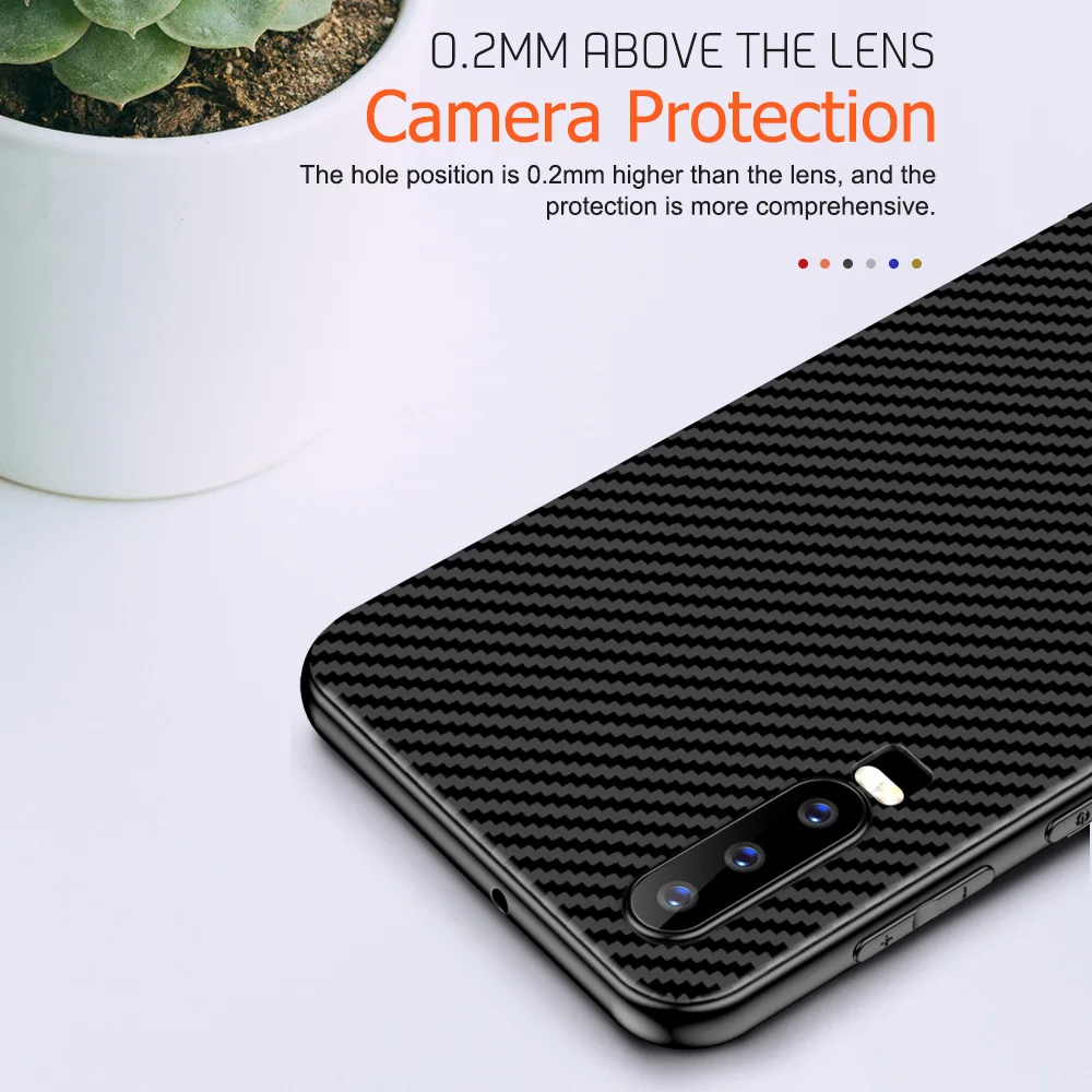 Чехол из углеродного волокна для huawei P20 P30 Lite Pro mate 20 30 Lite Honor Play Y9 Мягкий силиконовый чехол для телефона Ультратонкий черный
