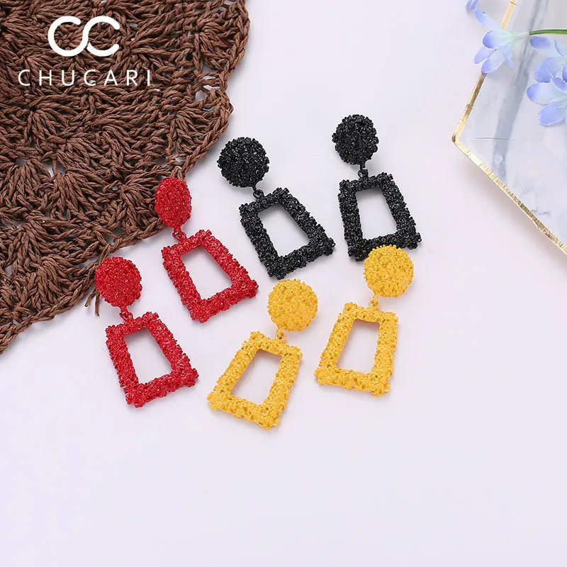 CHUCARI трендовые большие Винтажные серьги золотые серебряные металлические