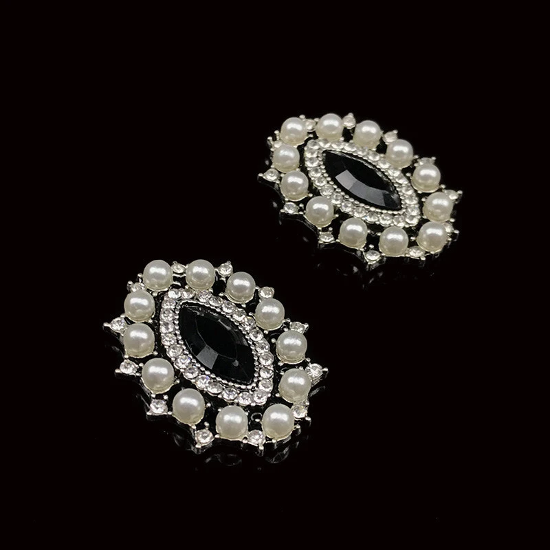 

10pcs lot Oval Pearl Pendant Crystal Rhinestone Buttons Flower Cluster Flatback Wedding Embellishment Jewelry Craft