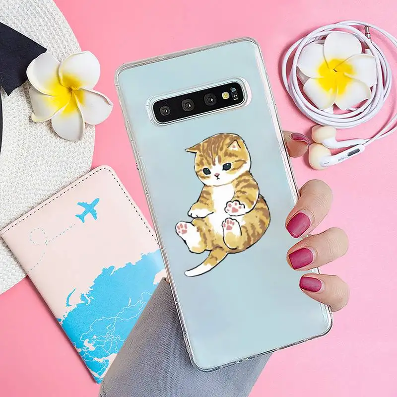 

Funny Cat Phone Case Transparent for samsung A 21s 50 71 S 8 9 20 20fe note 10 20 ultra plus