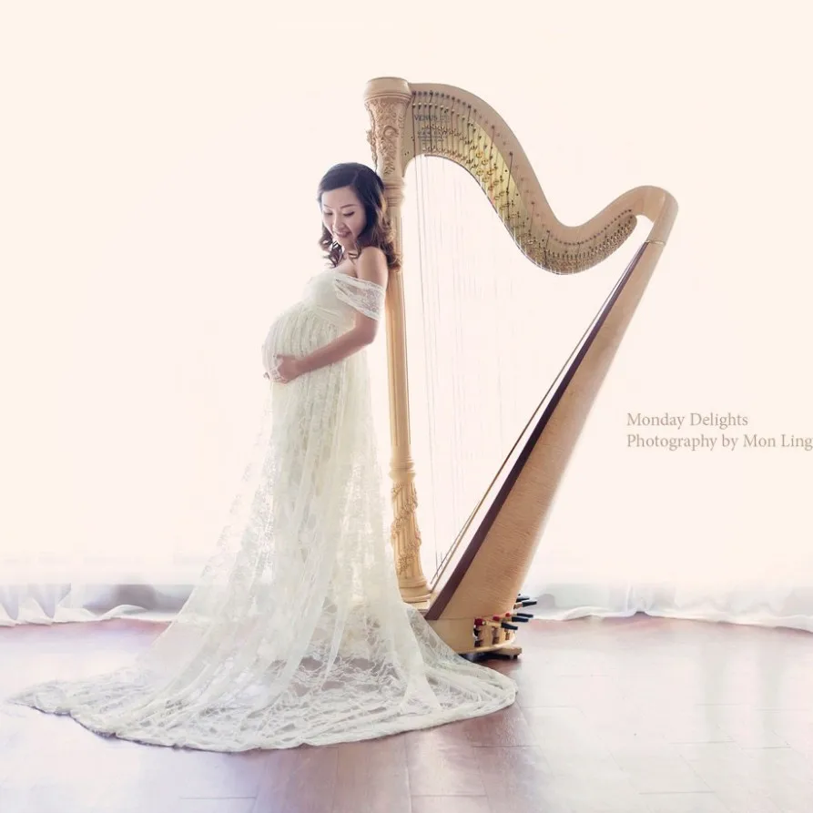 Реквизит для фотосъемки беременных длинное свадебное платье кружевное