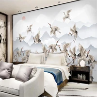 milofi custom non woven wallpaper large wallpaper mural fairy crane background wall new chinese style ink landscape zen