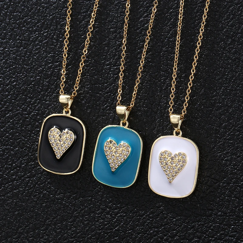 

Ожерелье женское квадратное с кулоном в форме сердца, из нержавеющей стали