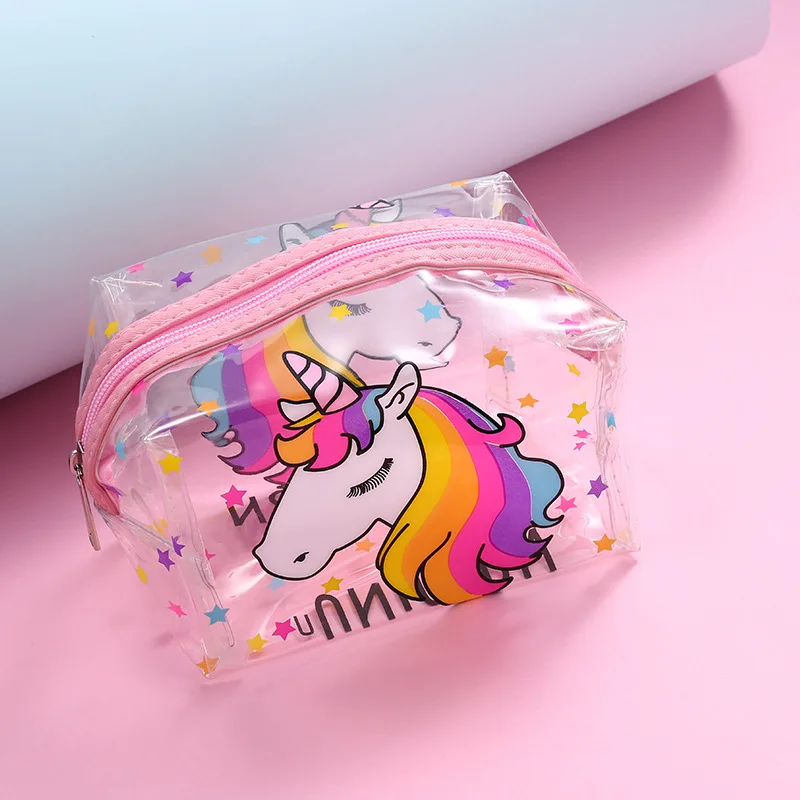 

Unicorn PVC Makeup Bag Waterproof Cute Clear Transparent Plastic PVC Travel Makeup Cosmetic Toiletry Zip Bag PouchNew Wash