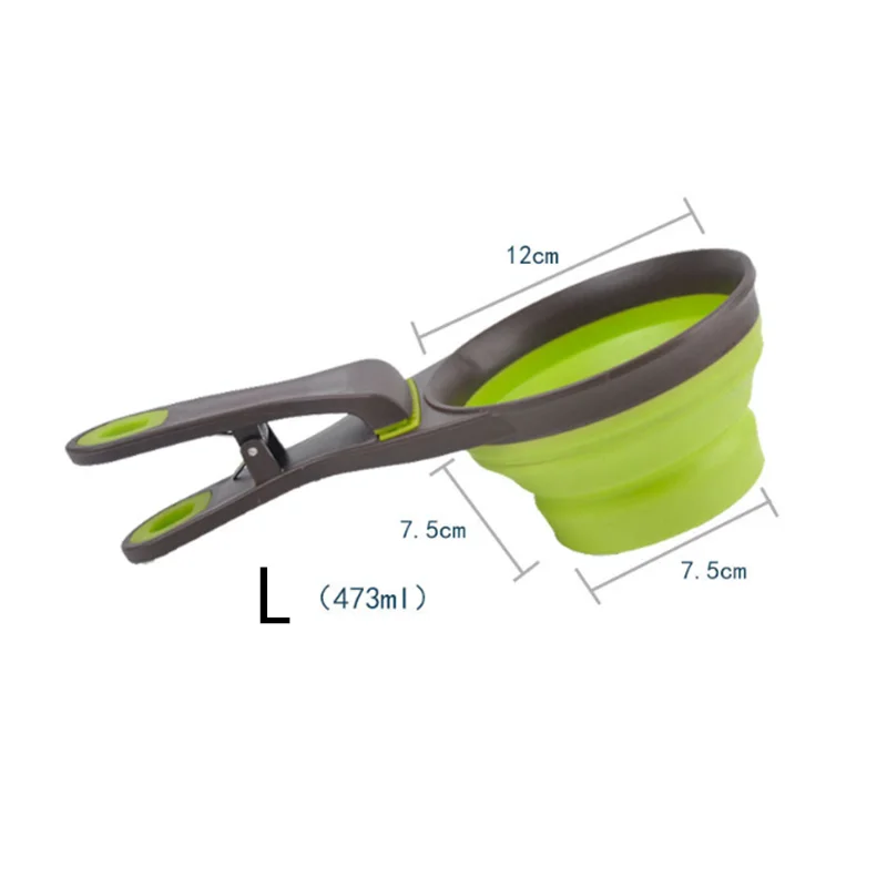 New Multifunctional Folding Silicone Dog Bowl Feeder Portable Pet Food Container Measuring Cup Spoon Dogs Feed Storage Tool | Дом и сад