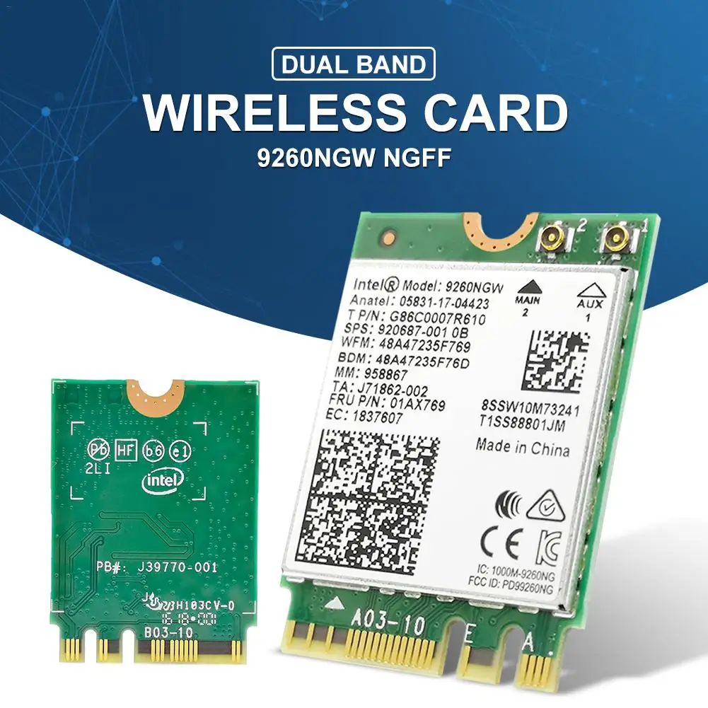 1,73 Гбит/с Беспроводная сеть 9260NGW NGFF Wifi карта Двухдиапазонная беспроводная WiFi карта Bluetooth 5,0 для Windows 10 ноутбук