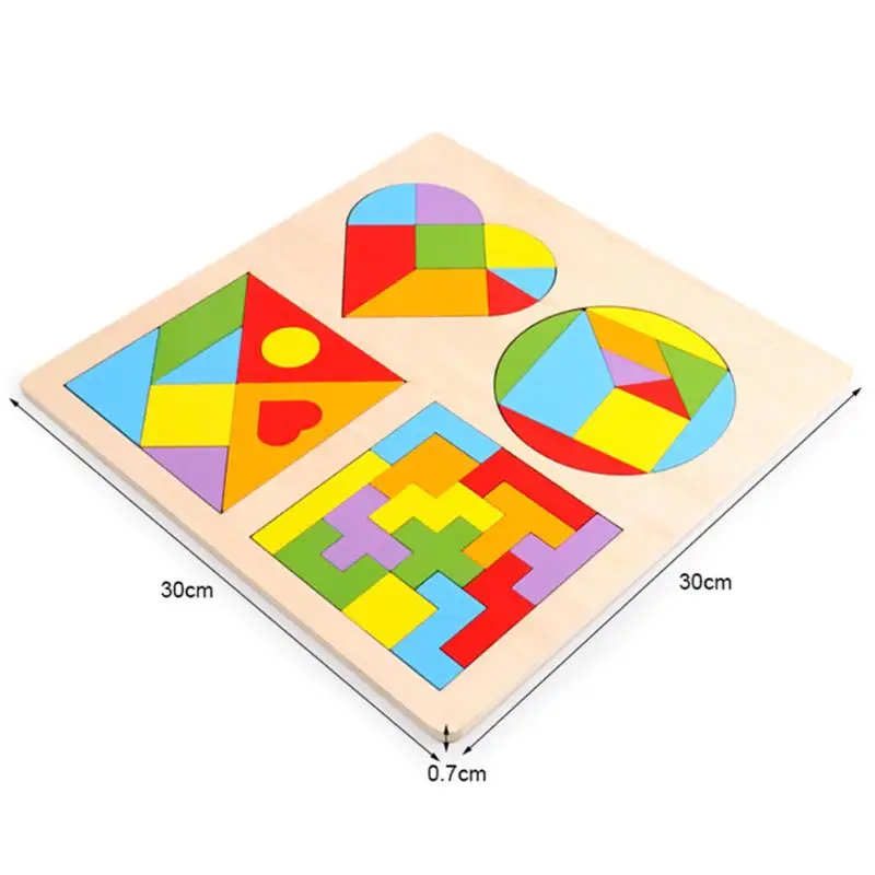 4 in 1 Creative Wooden Puzzle Exercise Practical Ability Color Cognition Geometric Color Jigsaw Baby Wisdom Development Toy