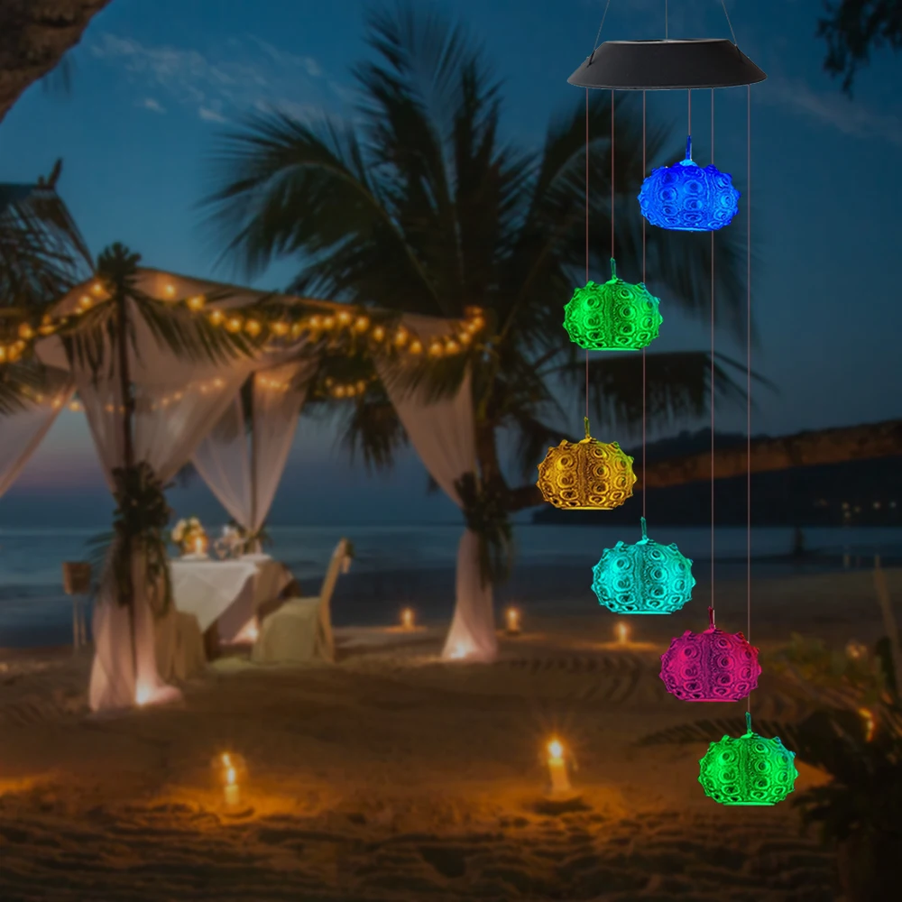 Ветряной колокольчик с украшением в форме светильник морской еж солнечной