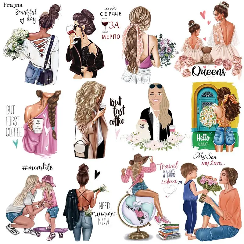 Prajna модные термонаклейки на одежду для девушек моющиеся нашивки одежды сделай