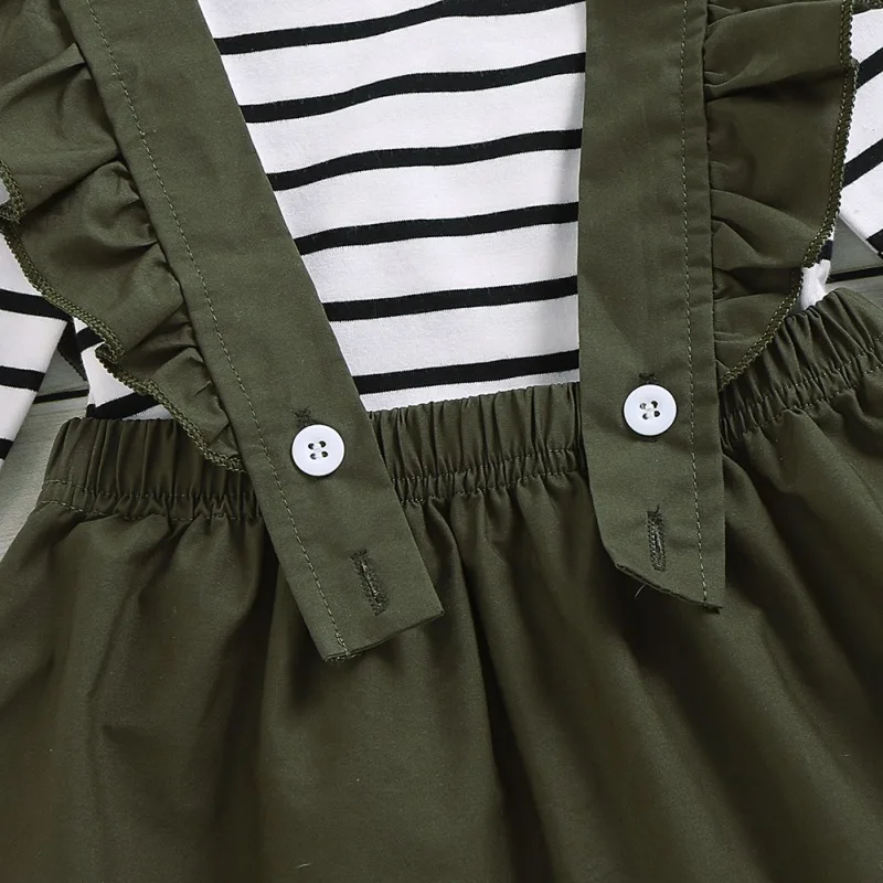 

Children Clothes Toddler Baby Girls Long Sleeve Stripe T-Shirt Tops+Overalls Skirts Outfits Girls Set 2019 Autumn Outfits
