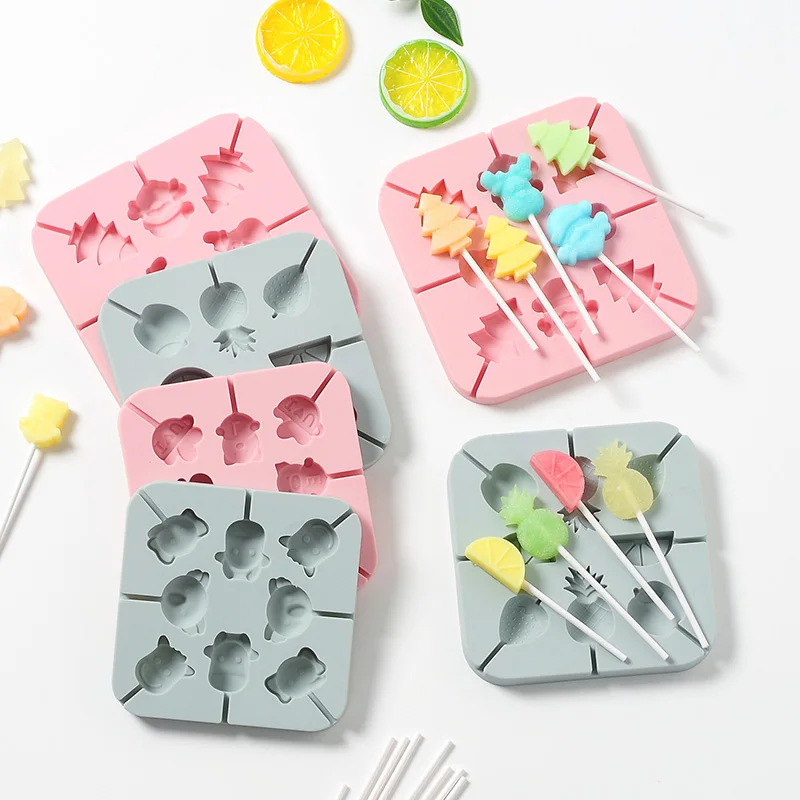 Силиконовая форма в виде рождественской елки лося с крышкой леденец сделай сам