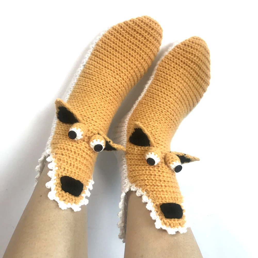 Ins-style winter Christmas cartoon yellow squirrel home warm knitted floor socks
