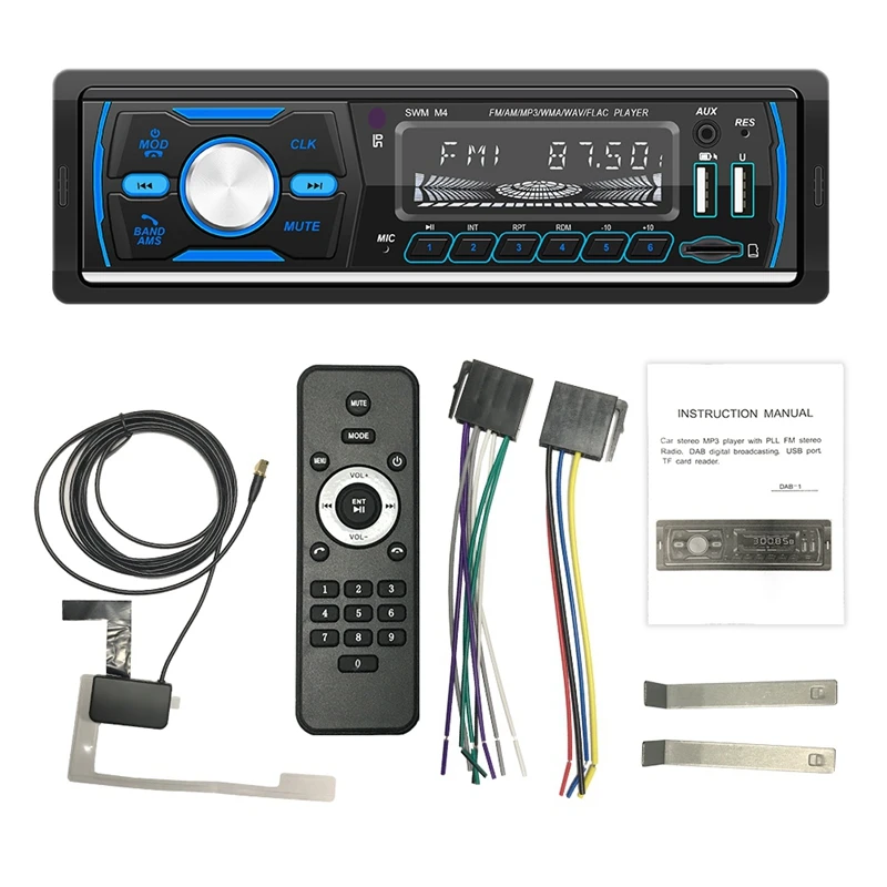 

1 Din автомобильный радиоприемник Bluetooth стерео Автомобильный Мультимедийный MP3-плеер USB AUX FM AM RDS DAB радиоприемник TF M4