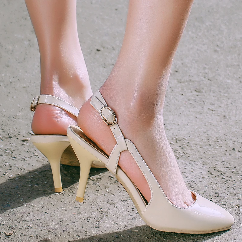 

AGODOR SexySlingback Shoes Women Pointed Toe High Heels Pumps 2020 Spring Summer Stiletto Heels Office Ladies Work Shoes Black