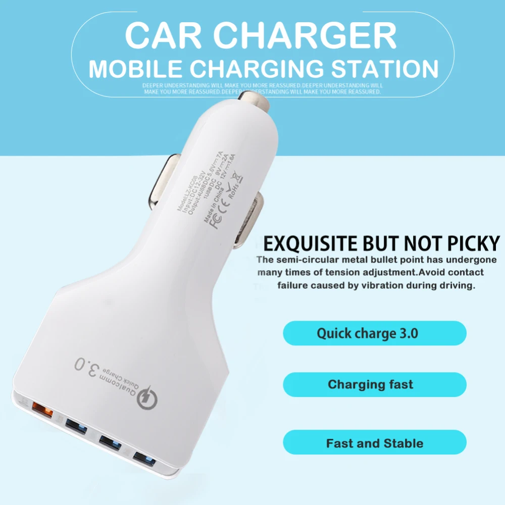 Автомобильное зарядное устройство с 4 USB-портами 3 0 7A QC3.0 | Мобильные телефоны и
