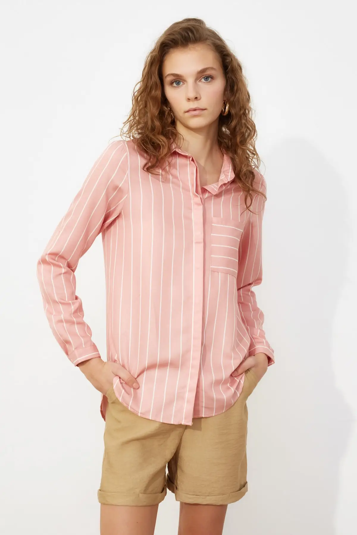 Синяя рубашка Trendyol Advanced Cell TWOSS19ST0062 | Женская одежда