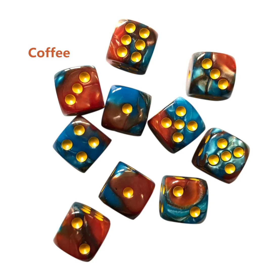 Coffee 10 шт./компл. 12 мм 6 двухсторонняя питьевой кубики мульти-Цвет акриловые пятна кости настольная игра вечерние бар развлечения 9 Цвет выбрать - Цвет: Coffee