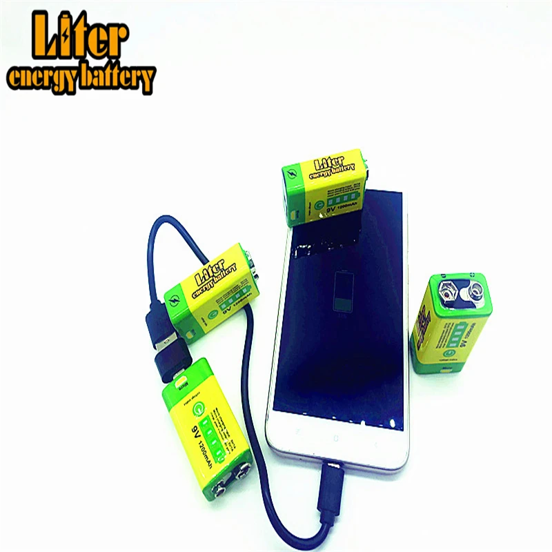 9V перезаряжаемая батарея 1200mAh USB портативные микро батареи для радиоуправляемого