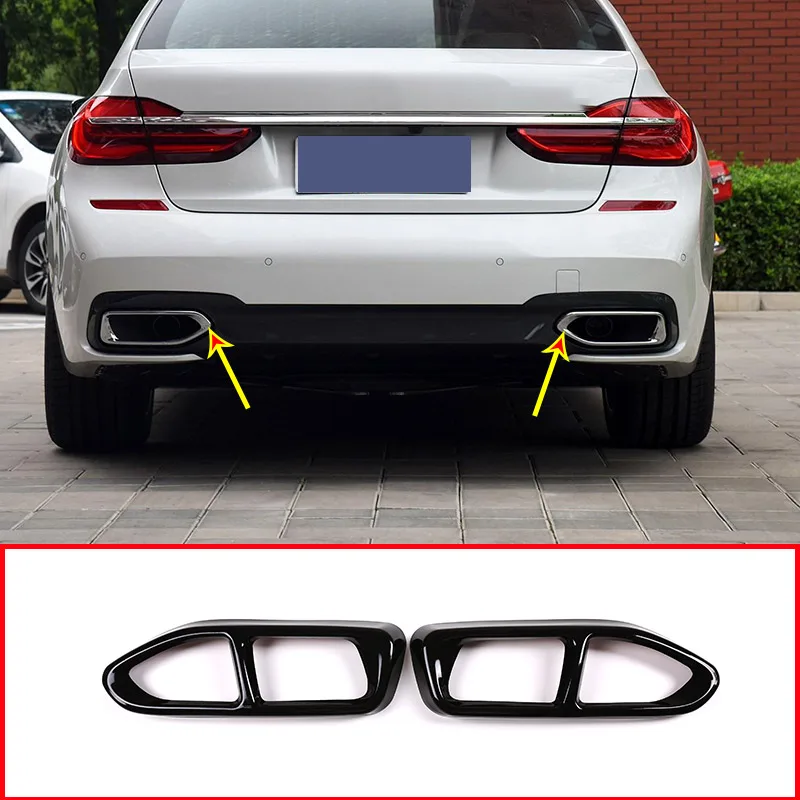 Стальная крышка выхлопной трубы автомобиля отделка 2 шт глянцевый черный для BMW 7