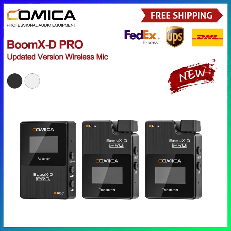 

Цифровой беспроводной микрофон Comica BoomX-D PRO D2 2,4G, профессиональные передатчики микрофона, комплект приемника для DSLR-камеры iPhone