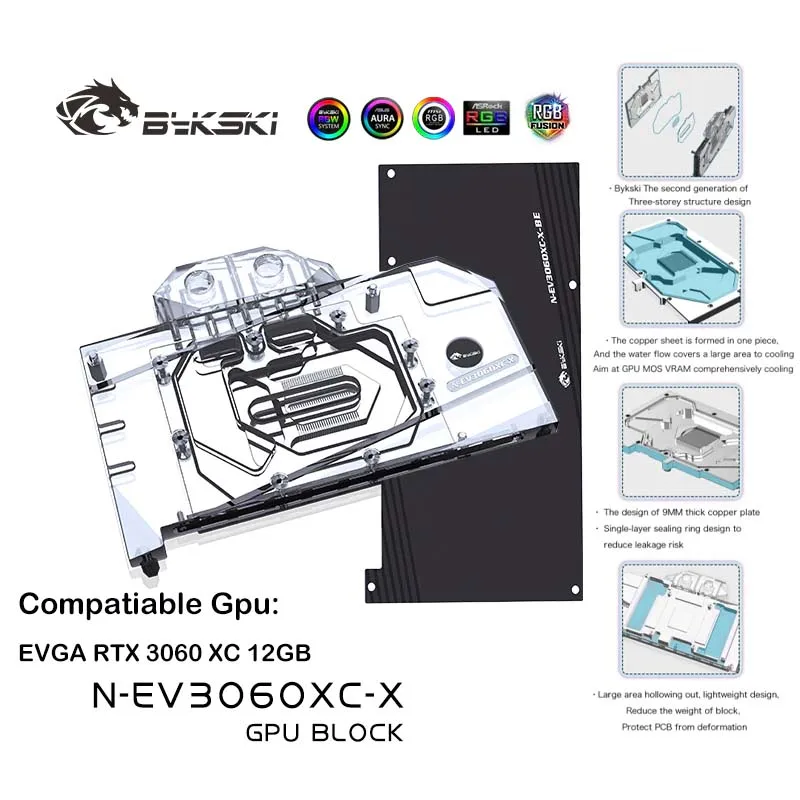 

Bykski GPU Water Cooling Block For EVGA RTX 3060 XC 12GB Graphics Card /with backplane Cooler Radiator 12V/5V N-EV3060XC-X