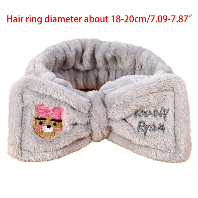 Женская зимняя бархатная повязка на голову с мультяшным медведем персиковой