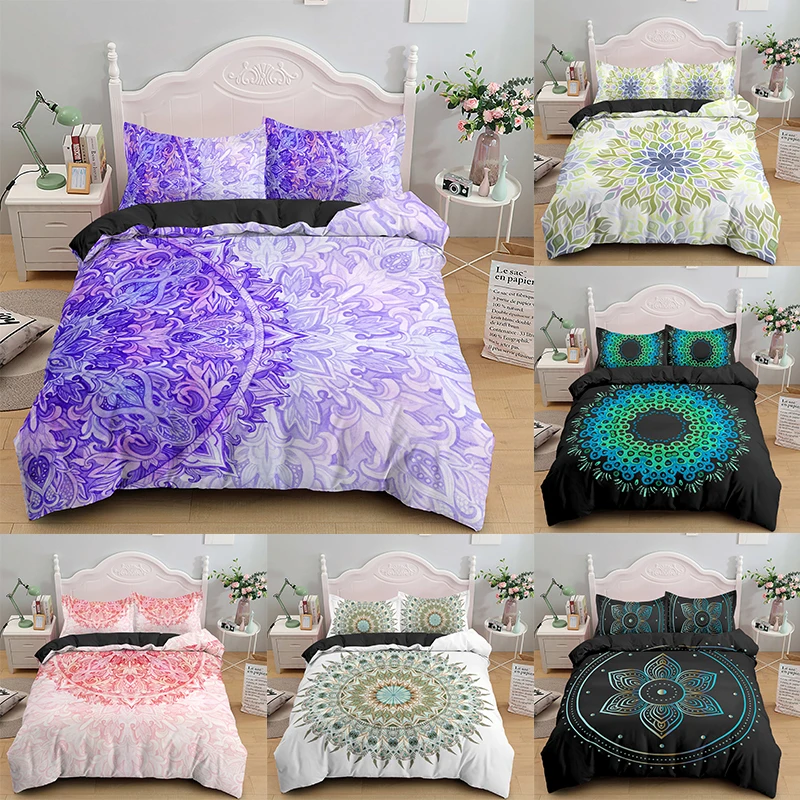 

Fashion Mandala 3D Print Colorful Bedding Set Geometric Style Duvet Cover + 1/2 Pcs Pillowcase Adult Bedspread(US/UK/AU/EU Size)