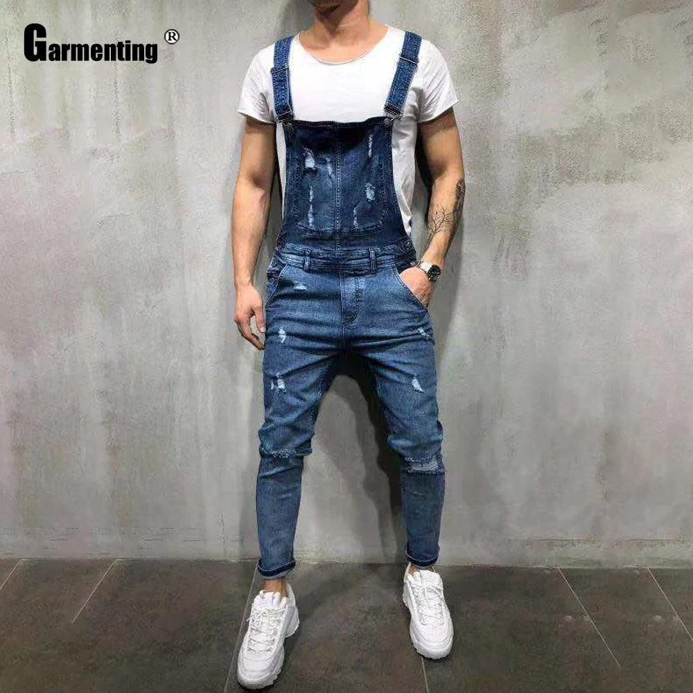 Plus Size Men's Jeans Casual Blue Demin Overalls Leisure onesie Strappy Jeans Trousers onesieNew Fashion 2022 Summer Jumpsuits