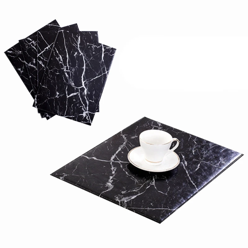 

Chic Placemat for Tableware Dining Pad Lattice Waterproof PU Table Mat Placemats Pads Bowl Coaster Kitchen Accessories Black