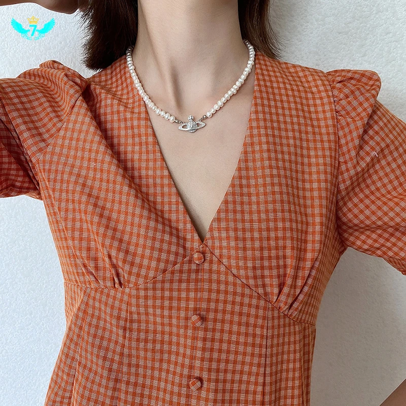 Сатурн ожерелье 1 Слои жемчужная цепочка Стразы планета Подвеска со стразами в