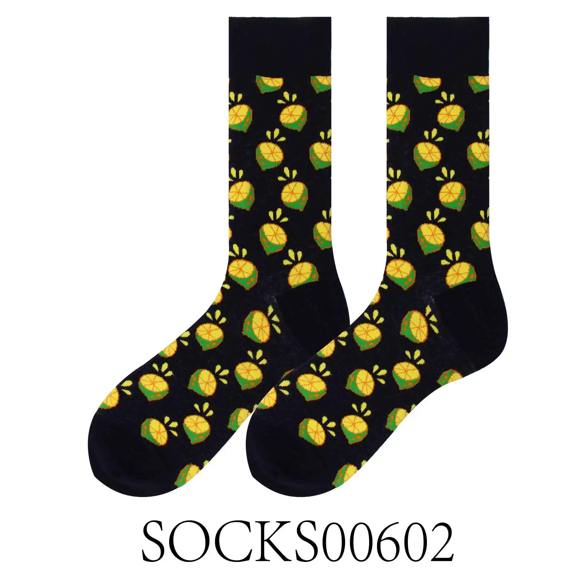 SOCKS00602 Забавные хлопковые носки с принтом счастливой пары цветные вишни желтые или черные базовые узоры серии - Цвет: SOCKS00602